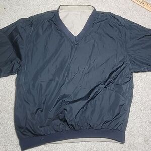 Wedge REVERSIBLE Windbreaker Golf Jacket Mens Medium Black- Beige Pullover